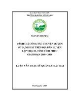 Đánh giá công tác chuyển quyền sử dụng đất trên địa bàn huyện Lập Thạch, tỉnh Vĩnh Phúc giai đoạn 2010 – 2014