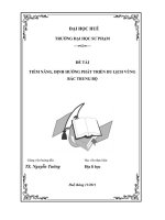 ĐỀ tài TIỀM NĂNG, ĐỊNH HƯỚNG PHÁT TRIỂN DU LỊCH VÙNG bắc TRUNG bộ 