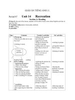 Giáo án Tiếng Anh 11 unit 14: Recreation