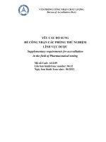 YÊU CẦU BỔ SUNG ĐỂ CÔNG NHẬN CÁC PHÒNG THỬ NGHIỆM LĨNH VỰC DƯỢC