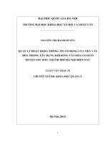 Quản lý hoạt động thông tin cổ động của nhà văn hóa trong xây dựng đời sống văn hóa cơ sở ở huyện sóc sơn, thành phố hà nội hiện nay 