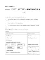 Giáo án Tiếng Anh 11 unit 12: The asian games