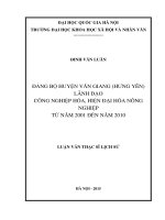 Đảng bộ huyện văn giang ( hưng yên ) lãnh đạo công nghiệp hóa, hiện đại hóa nông nghiệp tử năm 2001 đến năm 2010 
