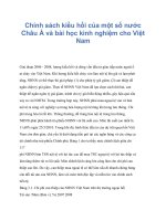 Chính sách kiều hối của một số nước Châu Á và bài học kinh nghiệm cho Việt Nam