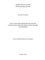 Quản lý hoạt động bồi dưỡng học sinh giỏi ở trường trung học phổ thông chuyên thái bình, tỉnh thái bình 