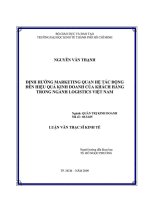 ĐỊNH HƯỚNG MARKETING QUAN hệ tác ĐỘNG đến HIỆU QUẢ KINH DOANH của KHÁCH HÀNG TRONG NGHÀNH LOGISTICS VIỆT NAM 