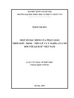 Một số đặc điểm của phật giáo thời Ngô - Đinh - Tiền Lê và ý nghĩa của nó đối với lịch sử Việt Nam