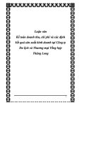 LUẬN văn kế TOÁN DOANH THU, CHI PHÍ và xác ĐỊNH kết QUẢ KINH DOANH tại CÔNG TY DU LỊCH và THƯƠNG mại TỔNG hợp THĂNG LONG 