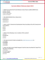 Current affairs february quiz 2015 