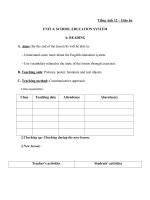 Giáo án Tiếng Anh 12 unit 4: School education system