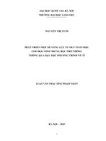 Phát triển một số năng lực tư duy toán học cho học sinh trung học phổ thông thông qua dạy học phương trình vô tỉ 