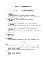 Giáo án Tiếng Anh 12 unit 10: Endangered species