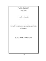 LUẬN văn một số TÍNH CHẤT của PHƯƠNG TRÌNH SAI PHÂN và ỨNG DỤNG 