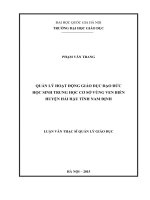 Quản lý hoạt động giáo dục đạo đức học sinh THCS vùng ven biển huyện hải hậu tỉnh nam định 