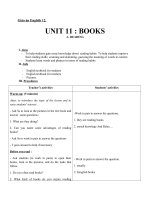 Giáo án Tiếng Anh 12 unit 11: Books