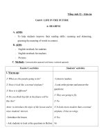 Giáo án Tiếng Anh 12 unit 8: Life in the future