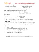 Đề thi khảo sát chất lượng đầu năm môn Toán lớp 11 trường THPT Quốc Oai, Hà Nội năm học 2016 - 2017