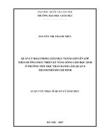 Quản lý hoạt động giáo dục ngoài giờ lên lớp theo hướng phát triển kỹ năng sống cho học sinh ở trường tiểu học trần danh lâm, quận 8 thành phố hồ chí minh 