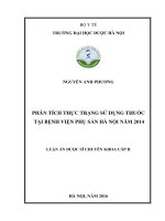PHÂN TÍCH THỰC TRẠNG SỬ DỤNG THUỐC  TẠI BỆNH VIỆN PHỤ SẢN HÀ NỘI NĂM 2014