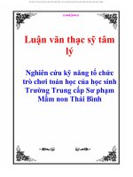 Nghiên cứu kỹ năng tổ chức trò chơi toán học của học sinh trường trung cấp sư phạm mầm non thái bình 