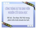 ĐỀ tài ẩm THỰC hà nội TRONG PHÁT TRIỂN KINH DOANH DU LỊCH 