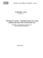 TCVN 8485:2010 VẢI ĐỊA KỸ THUẬT  PHƯƠNG PHÁP XÁC ĐỊNH CƯỜNG ĐỘ CHỊU KÉO VÀ ĐỘ GIÃN DÀI