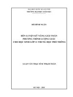 Rèn luyện kỹ năng giải toán phương trình lượng giác cho học sinh lớp 11 trung học phổ thông 