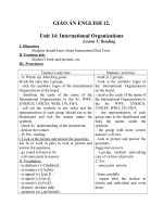 Giáo án Tiếng Anh 12 unit 14: International organizations