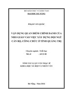 Vận dụng quan điểm chính danh của nho giáo vào việc xây dựng đội ngũ cán bộ, công chức ở tỉnh quảng trị