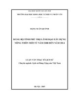 Đảng bộ tỉnh phú thọ lãnh đạo xây dựng nông thôn mới từ năm 2008 đến năm 2014 