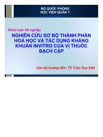 KHÓA LUẬN NGHIÊN cứu sơ bộ THÀNH PHẦN HOÁ học và tác DỤNG KHÁNG KHUẨN INVITRO của vị THUỐC BẠCH cập 