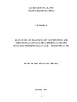 Quản lý đổi mới HĐDH môn tiến anh theo tiếp cận năng lực thực hành ở các trường trung học phổ thông quận tây hồ thành phố hà nội 