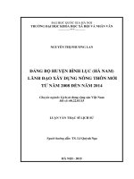 Đảng bộ huyện bình lục (hà nam) lãnh đạo xây dựng nông thôn mới từ năm 2008 đến năm 2014 