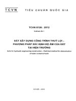 TCVN 8728:2012: Đất xây dựng công trình thủy lợi  Phương pháp xác định độ ẩm của đất tại hiện trường 