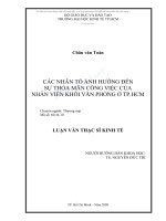 CÁC NHÂN tố ẢNH HƯỞNG đến sự THỎA mãn CÔNG VIỆC của NHÂN VIÊN KHỐI văn PHÒNG ở TP HCM