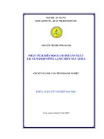 KHÓA LUẬN PHÂN TÍCH BIẾN ĐỘNG CHI PHÍ sản XUẤT tại xí NGHIỆP ĐÔNG LẠNH THỦY sản AFIEX 