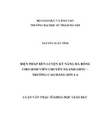 LUẬN VĂN THẠC SĨ KHOA HỌC GIÁO DỤC: BIỆN PHÁP RÈN LUYỆN KỸ NĂNG ĐÁ BÓNG CHO SINH VIÊN CHUYÊN NGÀNH GDTC – TRƯỜNG CAO ĐẲNG SƠN LA