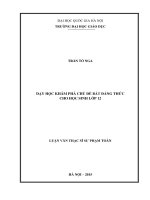 Dạy học khám phá chủ đề bất đẳng thức cho học sinh lớp 12 