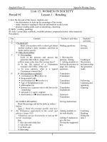 Giáo án Tiếng Anh 12 unit 15: Women in the society