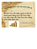 BÀI THUYẾT TRÌNH VAY vốn nước NGOÀI có THỂ TRỞ THÀNH GÁNH NẶNG nợ ở VIỆT NAM HIỆN NAY 