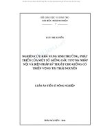 NGHIÊN cứu KHẢ NĂNG SINH TRƯỞNG, PHÁT TRIỂN của một số GIỐNG đậu TƯƠNG NHẬP nội và BIỆN PHÁP kỹ THUẬT CHO GIỐNG có TRIỂN VỌNG tại THÁI NGUYÊN 
