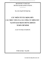 CÁC NHÂN tố tác ĐỘNG đến cấu TRÚC vốn của các CÔNG TY NIÊM yết tại sở GIAO DỊCH CHỨNG KHOÁN TP hồ CHÍ MINH
