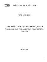 TCVN 8416:2010  Công trình thủy lợi  Quy trình quản lý vận hành, duy tu bảo dưỡng trạm bơm và tuốc bin 