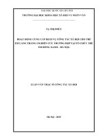 Hoạt động cung cấp dịch vụ công tác xã hội cho trẻ em lang thang (nghiên cứu trường hợp tại tổ chức trẻ em rồng xanh   hà nội) 