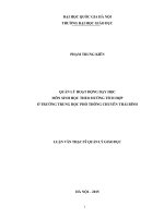 Quản lí hoạt động dạy học môn sinh học theo hướng tích hợp ở trường THPT chuyên thái bình 