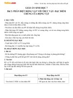 Giáo án Sinh học 7 bài 2: Phân biệt động vật với thực vật. Đặc điểm chung của động vật