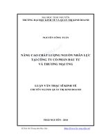 Nâng cao chất lượng nguồn nhân lực tại công ty cổ phần đầu tư và thương mại TNG 