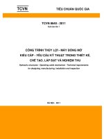 TCVN 8640:2011 Công trình thủy lợi  Máy đãng mở kiểu cáp – Yêu cầu kỹ thuật trong thiết kế, chế tạo, lắp đặt và nghiệm thu.