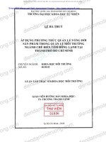 Áp dụng phương thức quản lý vòng đời sản phẩm trong quản lý môi trường ngành chế biến tôm động lạnh tại thành phố hồ chí minh