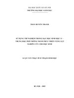 Sử dụng thí nghiệm trong dạy học sinh học 11  THPT nhằm phát triển năng lực nghiên cứu cho học sinh 